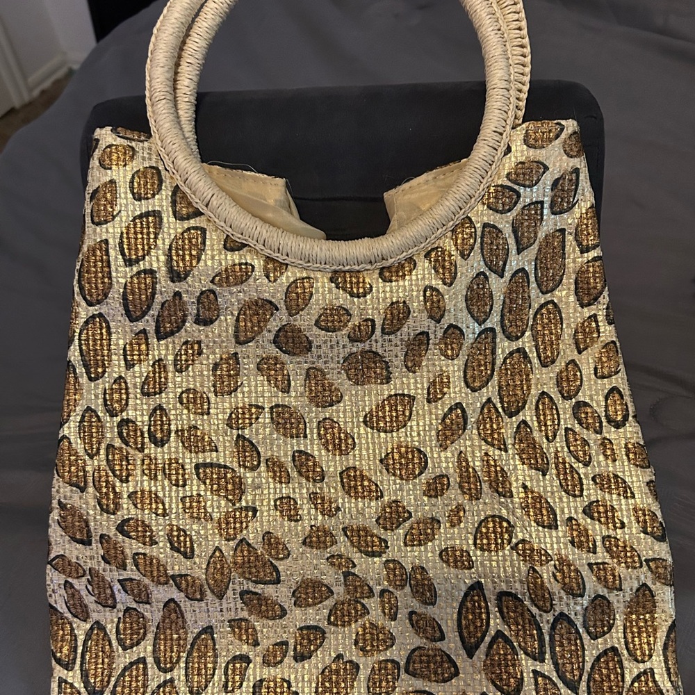 Stylish Leopard Print Women's Bag with Woven Handles